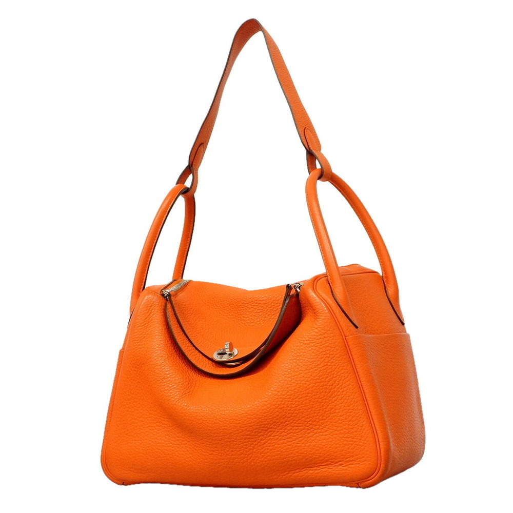Hermes Lindy 30 Handbag, Taurillon Clemence Leather, Orange Poppy, □Q Stamp, ...